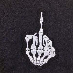 Skeleton Hand Middle Finger Patch Iron On